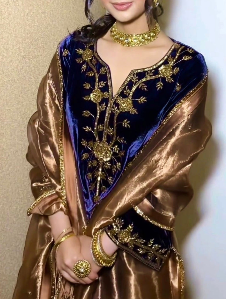 Viscose Velvet Top–Bottom–Dupatta