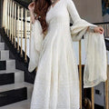 Cotton Chikankari Anarkali Gown – Soulful White