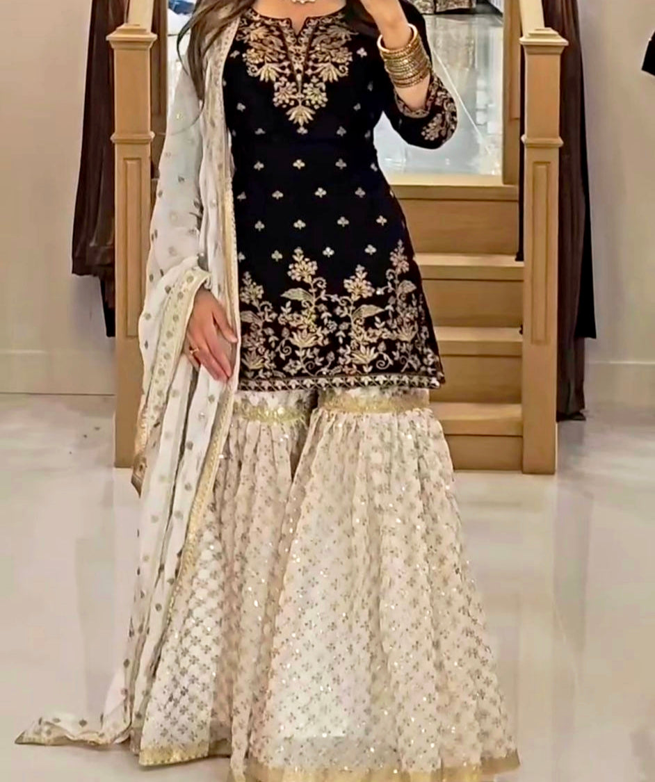 Top – Sharara – Dupatta with Heavy Embroidery Work