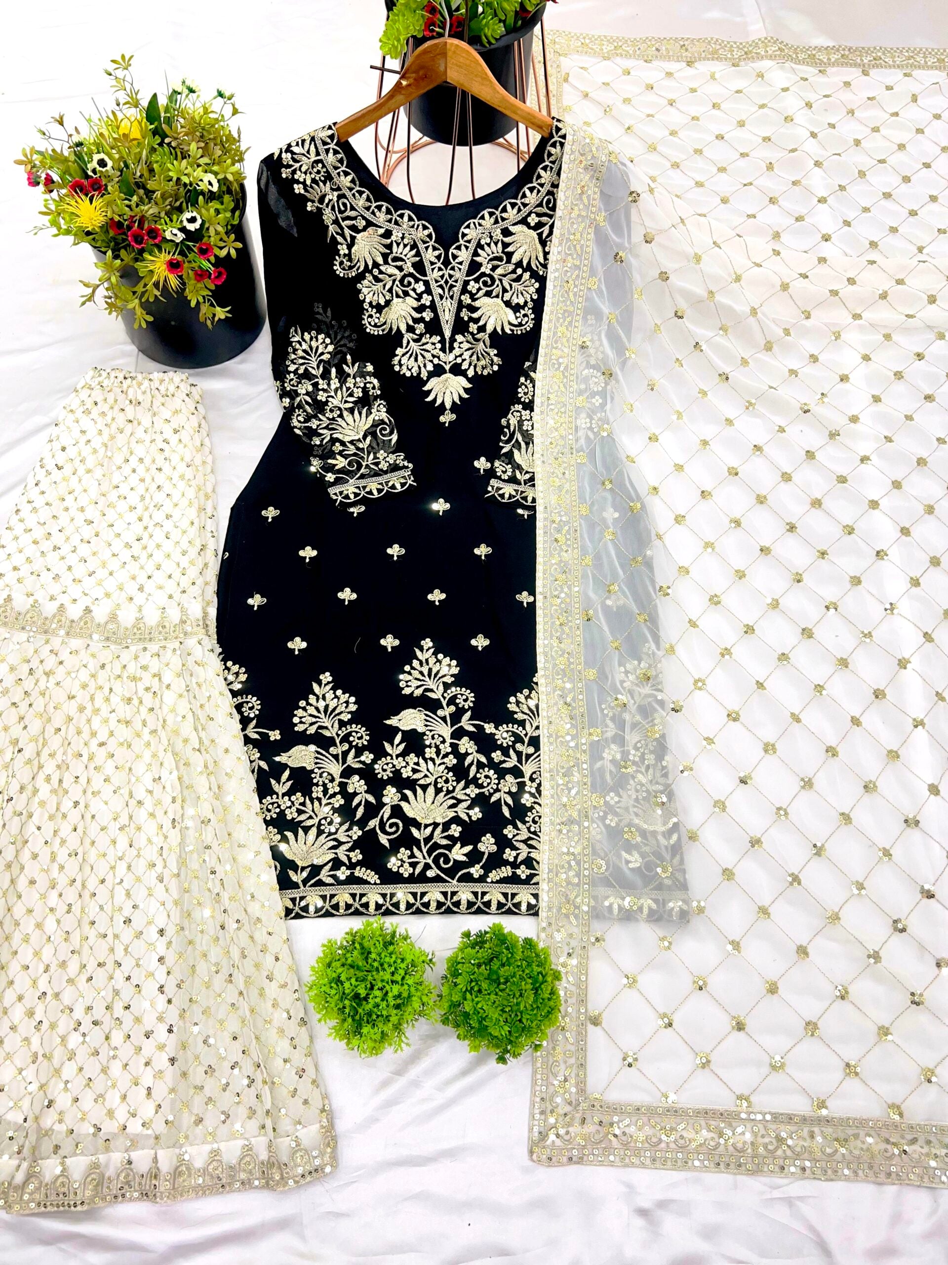 Top – Sharara – Dupatta with Heavy Embroidery Work