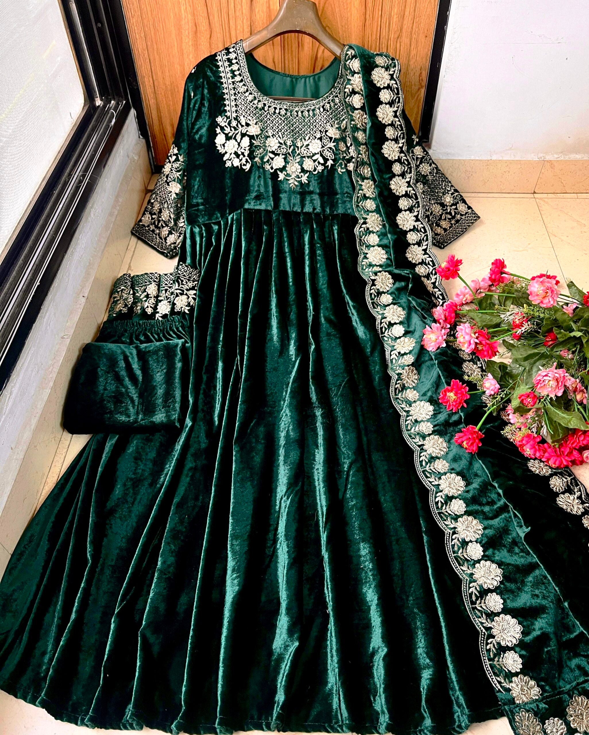 Designer Anarkali Gown with Palazzo & Dupatta