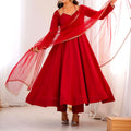 Premium Roman Silk Chanderi Anarkali Set