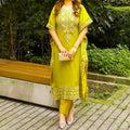 Faux Georgette Kaftan-Pant Set