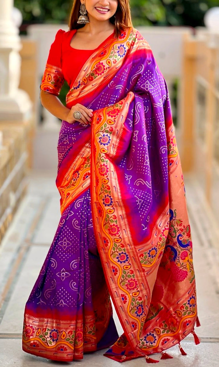 Bandhani Paithani Saree