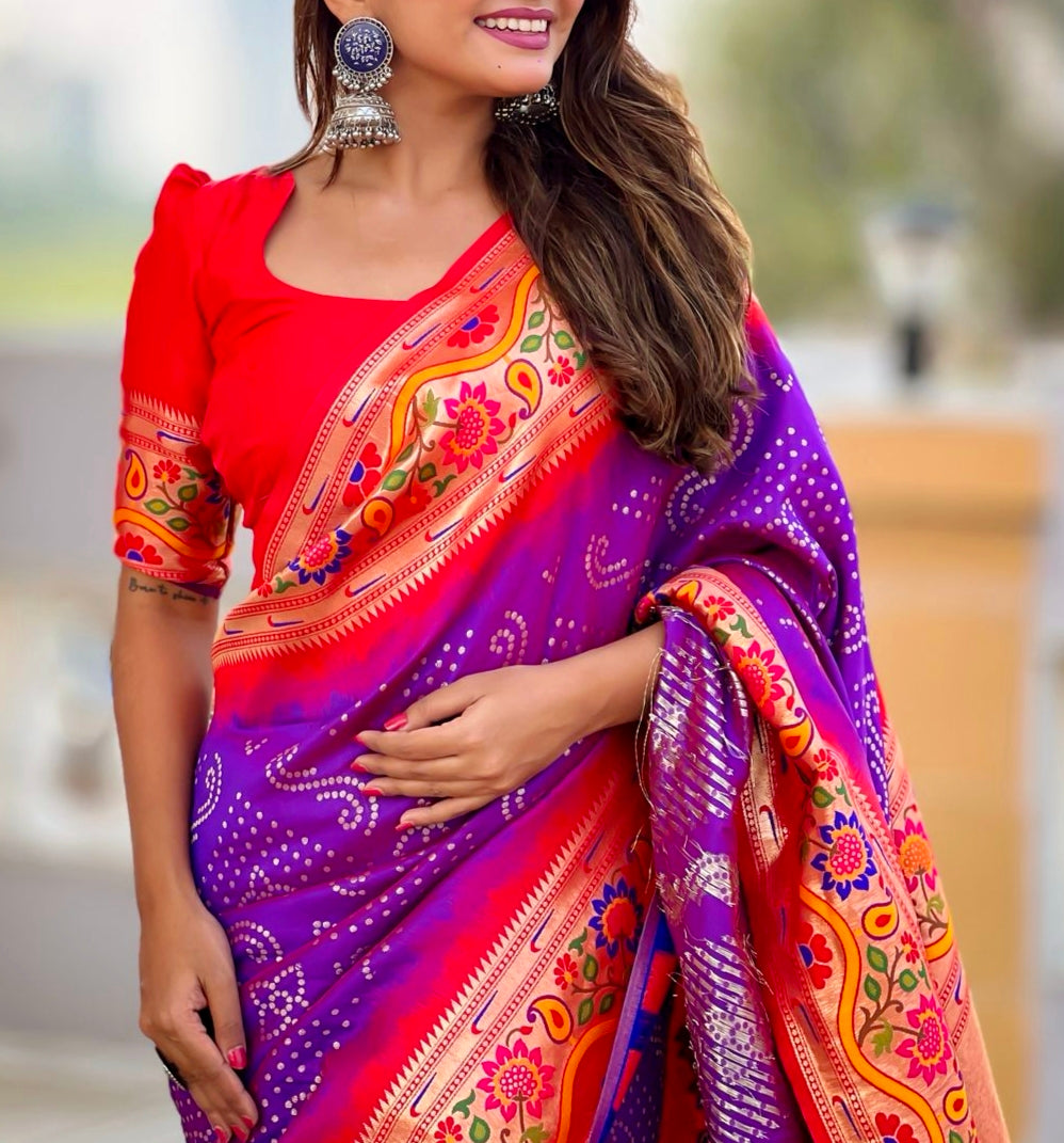 Bandhani Paithani Saree