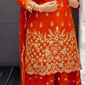 Special Chinon Silk Kurti–Sharara- Dupatta Set