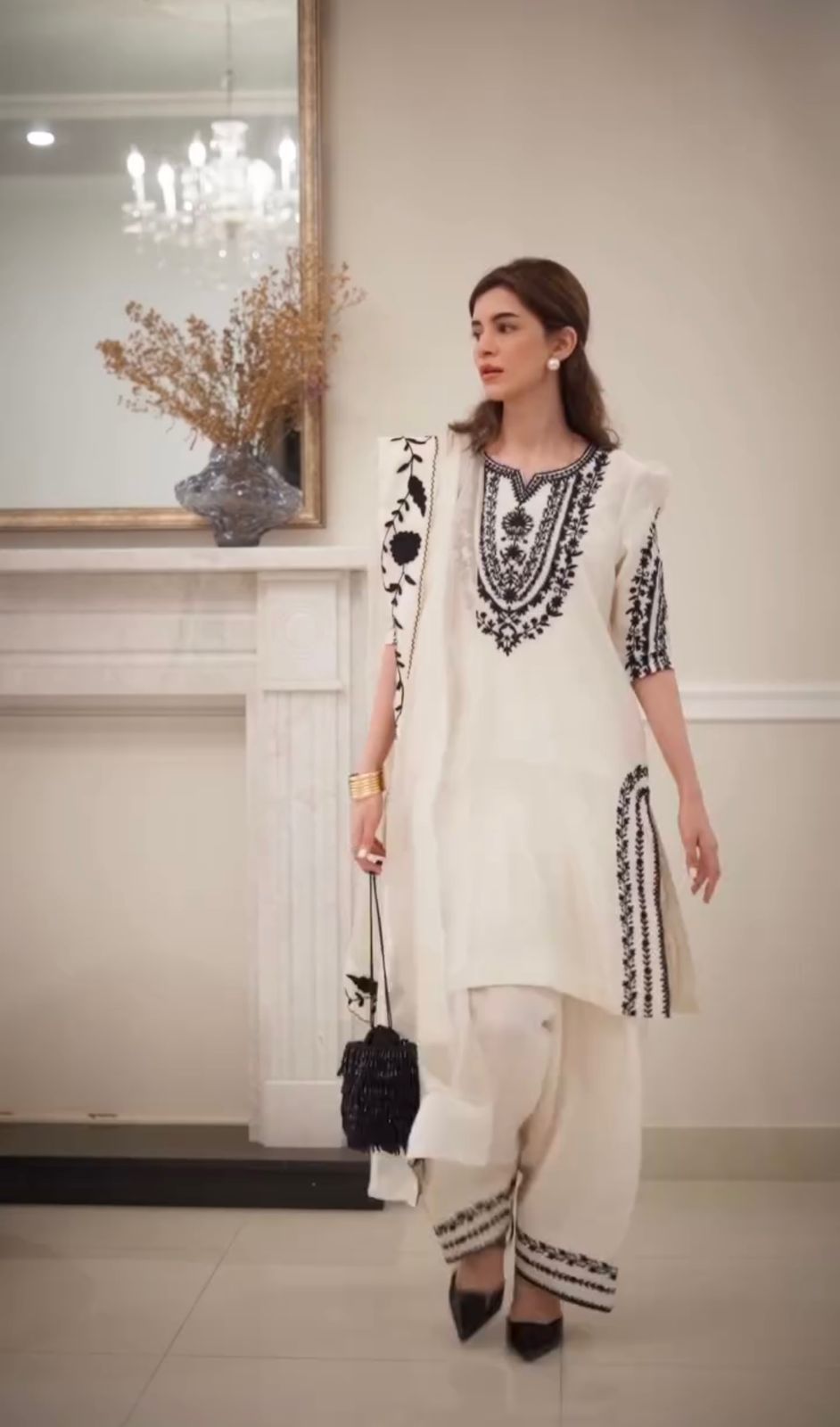 Natural Crepe Farshi Palazzo Set