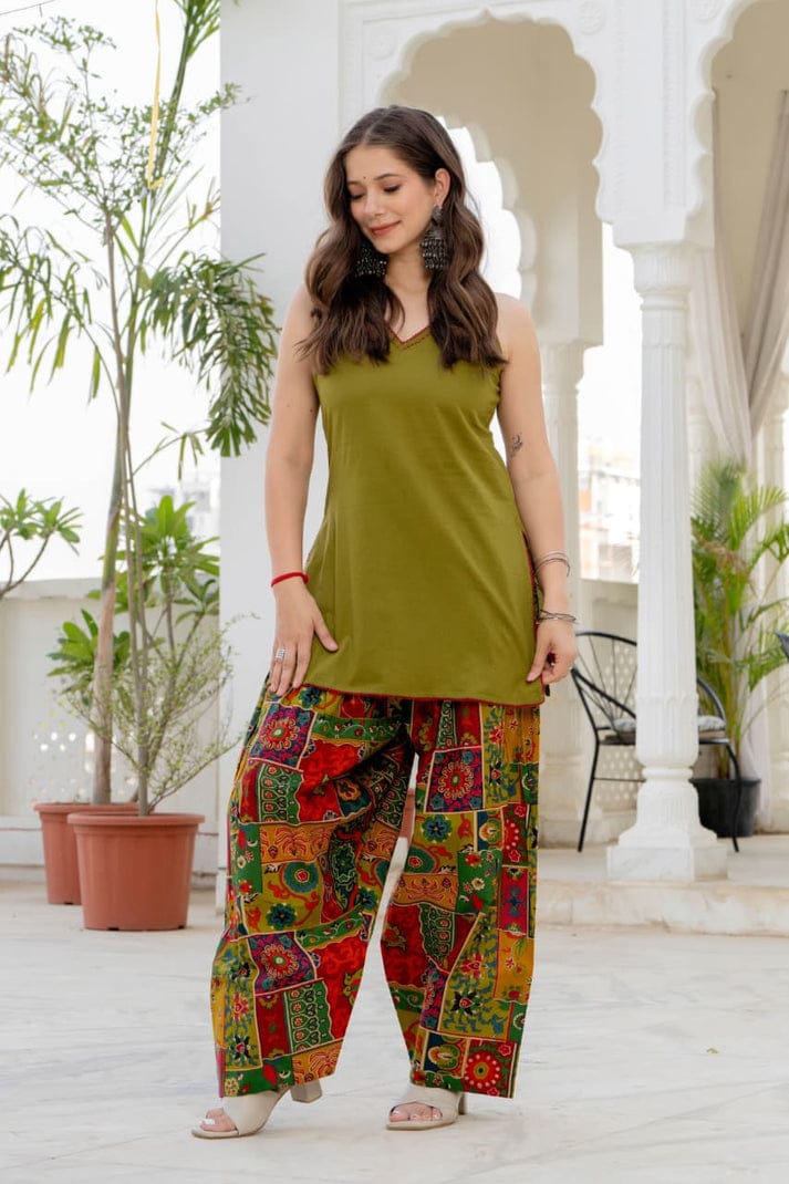 Olive Multicolor Farshi Set