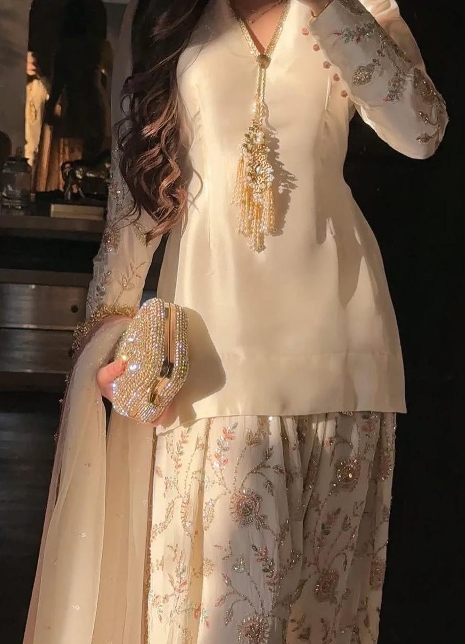 Party Wear Glass Satin Suit Set