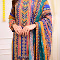 Multicolour Printed Suit Set with Dupatta
