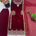 Red Velvet Suit Set