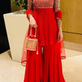 Royal Red Color Sharara Set