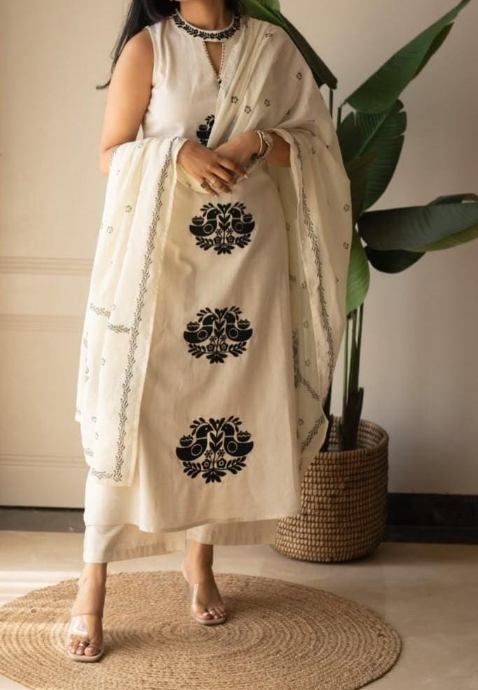 Sleeveless Cotton Kurti Set