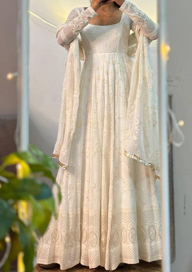 Snow-White Anarkali Set