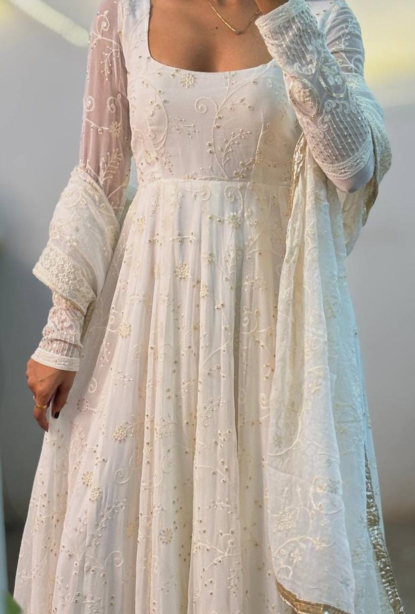 Snow-White Anarkali Set
