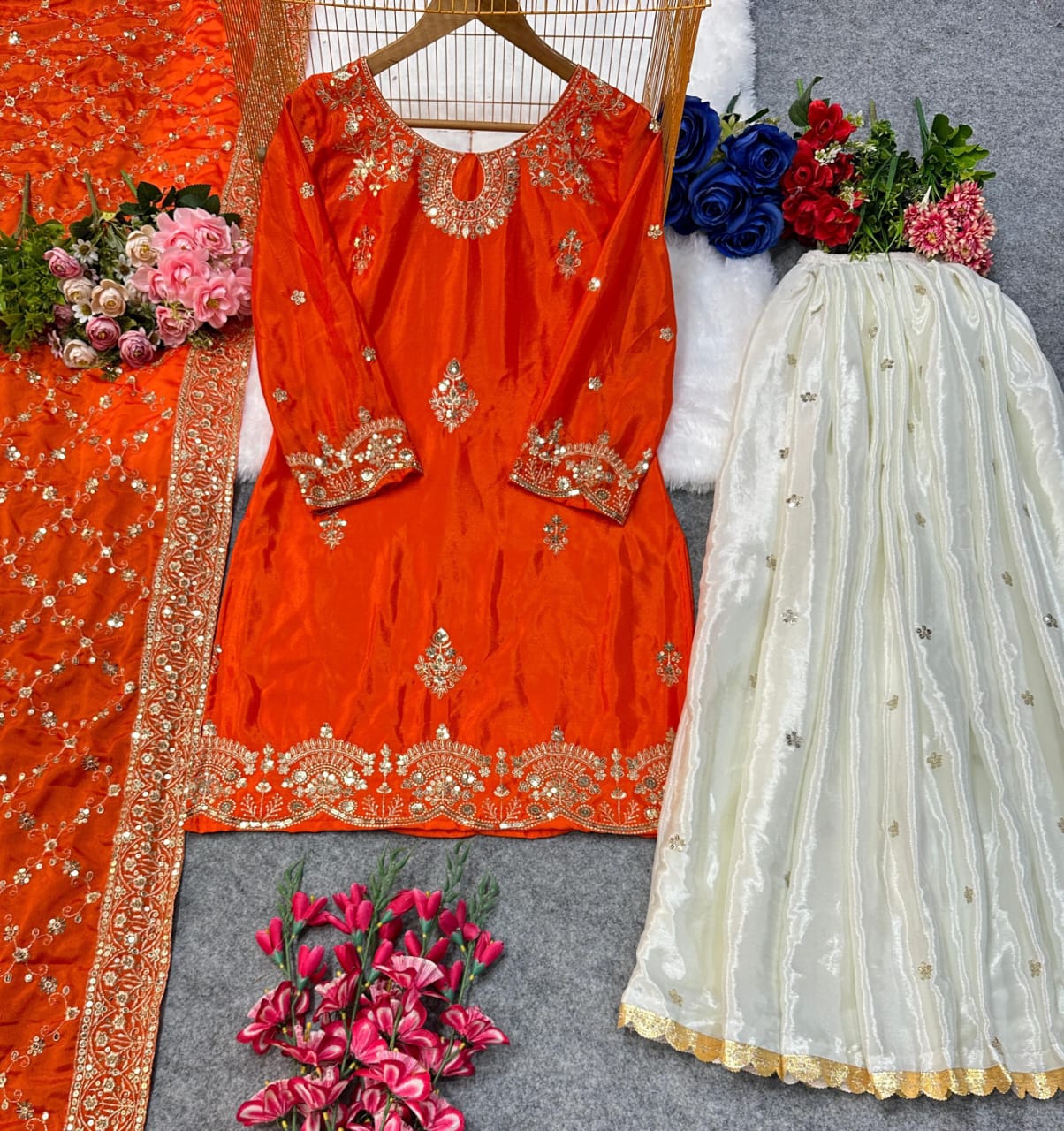 Top & Palazzo Set with Fancy Dupatta