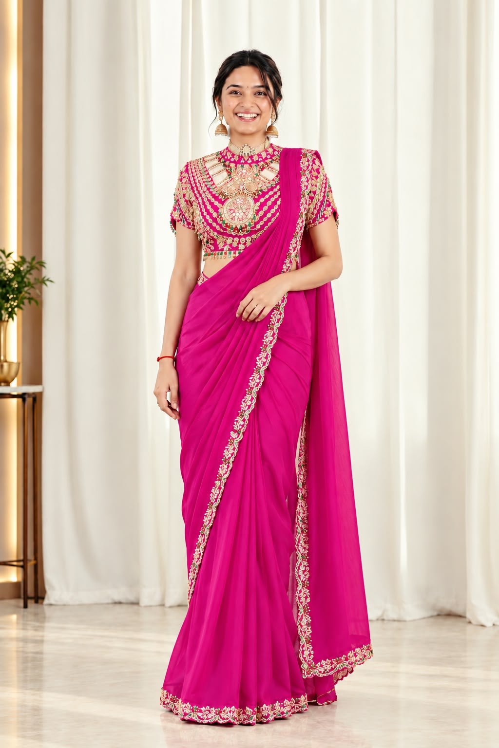 Trending Saree with Embroidered Blouse
