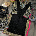 Velvet Suit Set with Sequence Embroidery Work