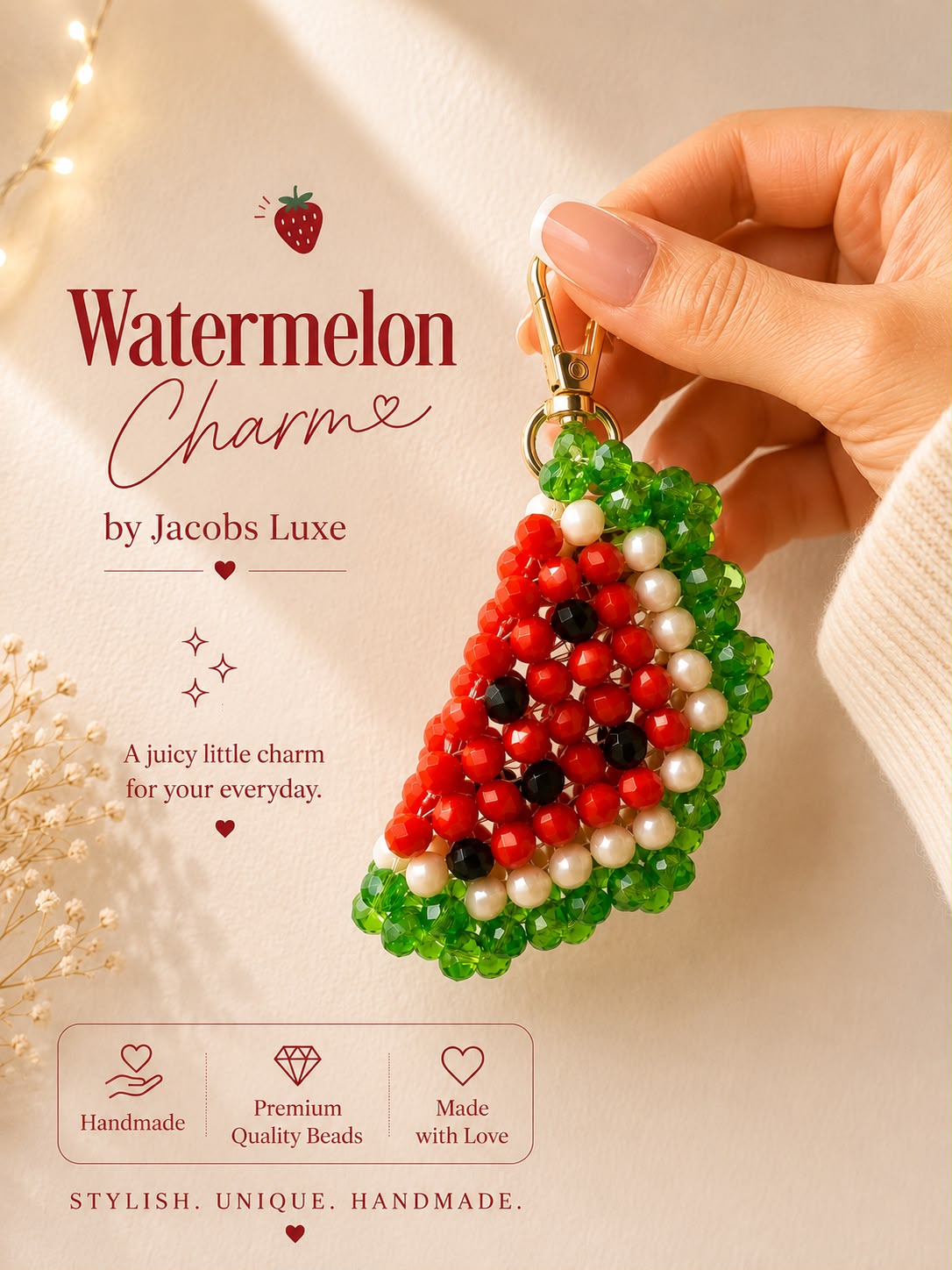 Watermelon Beaded Charm