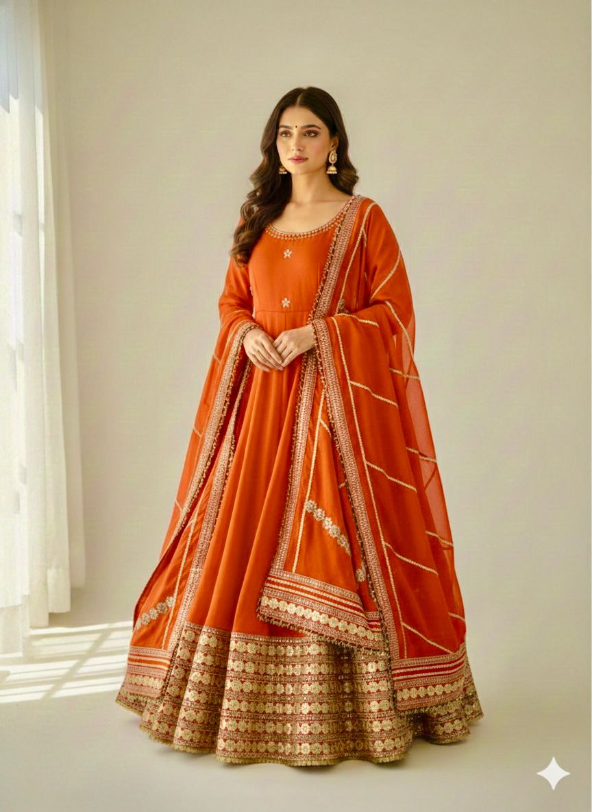 Anarkali Set in Chinon Silk