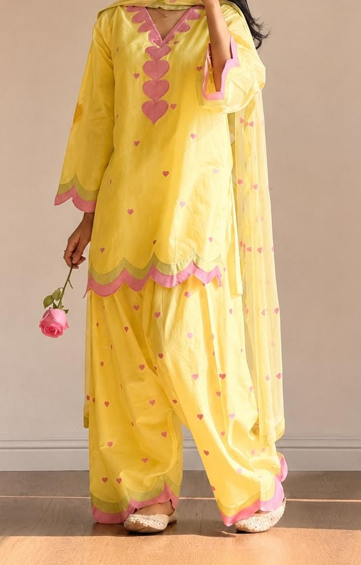 Heart Bloom Mul Chanderi Suit Set